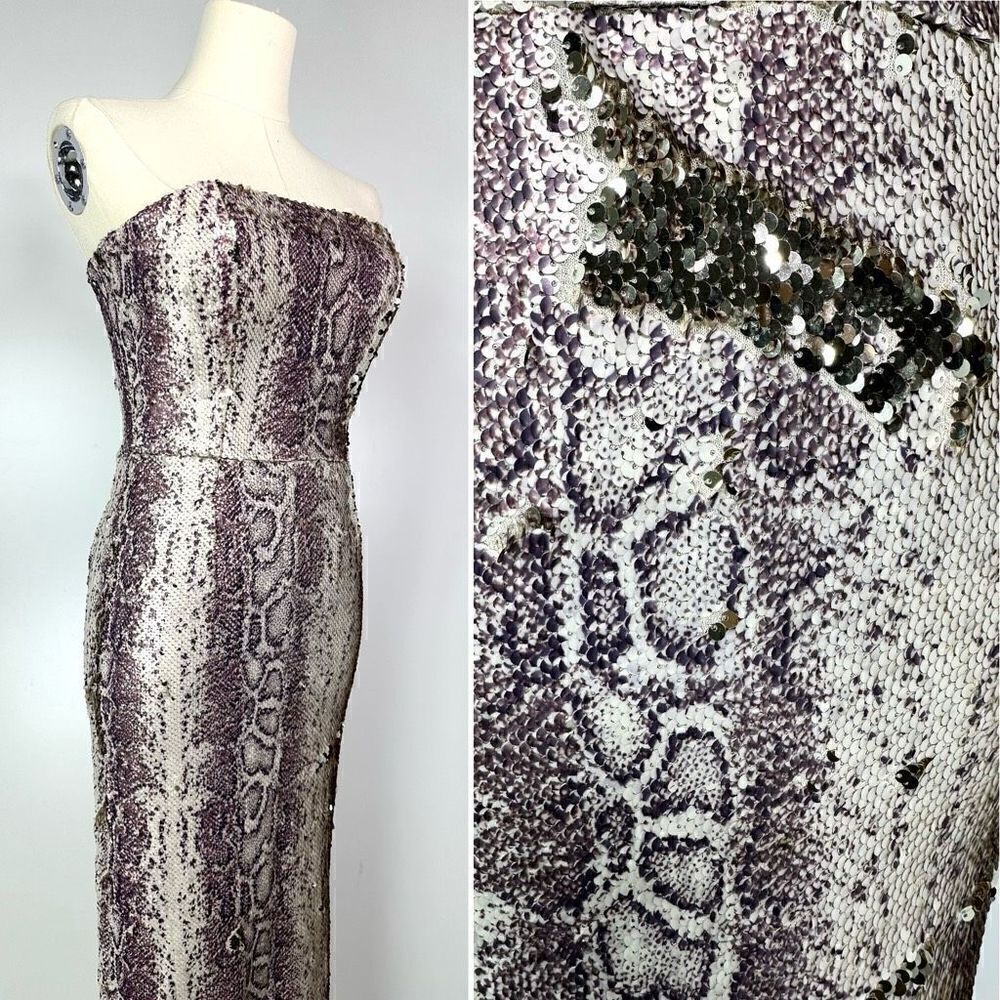 Dress the Population Strapless Sequin Snake-Print Midi Dress Size XXS .Mob Wife. - Picture 5 of 15